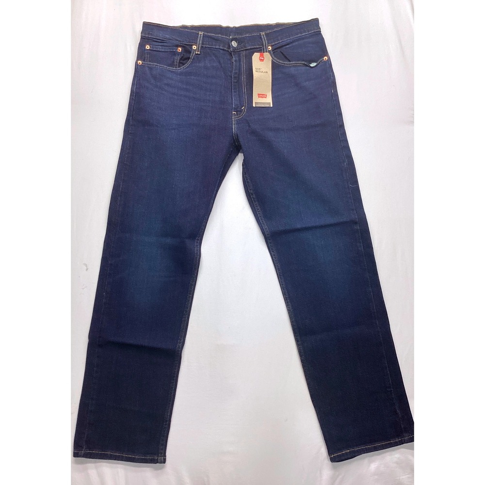 Levis 505 Regular Fit Mens Dark Indigo Blue Straight Leg Jeans 38x32 New NWT